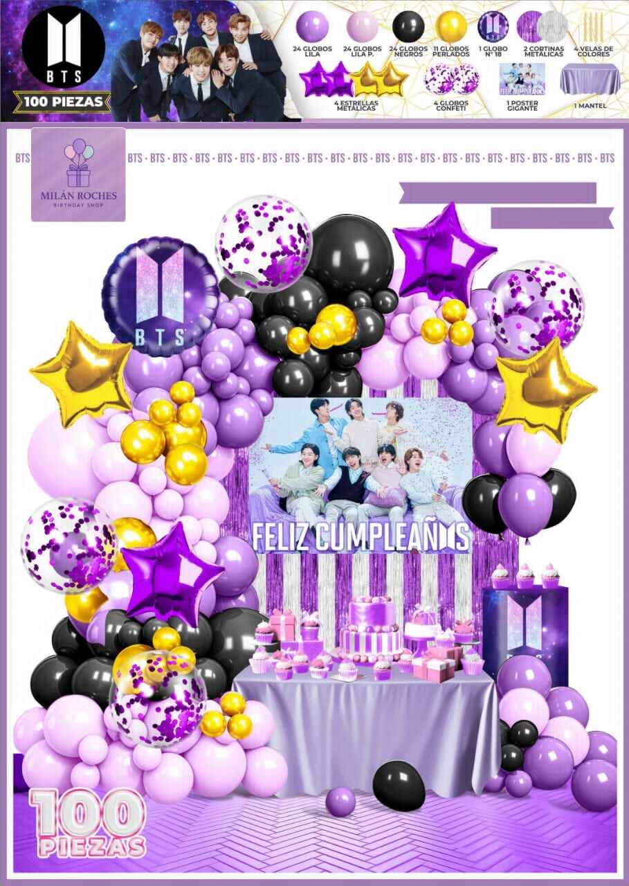 Portada de Set decorativo temático de 100 piezas de BTS