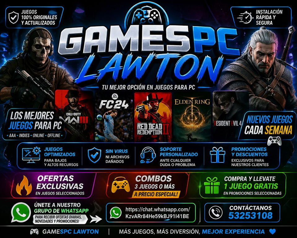 Portada de Juegos de PC: asesoría e instalación en Lawton