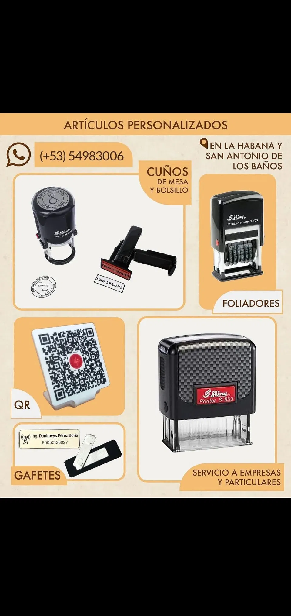 Portada de Cuños y Gafetes Personalizados para Uso Personal y Empresas