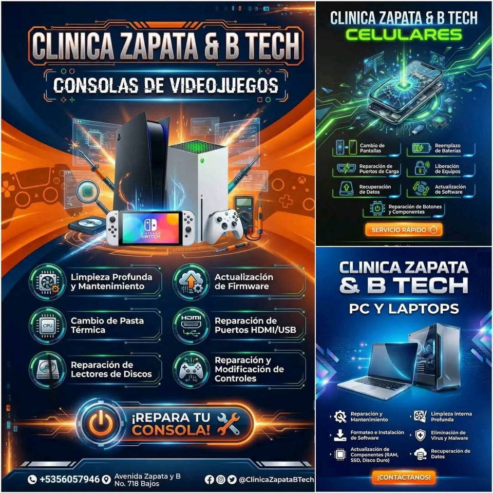 Portada de Reparación de PC, consolas y celulares en El Vedado