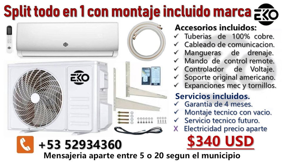 Portada de Instalación de Split 1 Ton 220V con montaje y garantía
